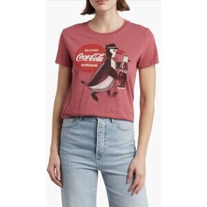 Lucky Brand Coca-Cola Women’s Red Penguin Graphic Short Sleeve T-Shirt Sz XL